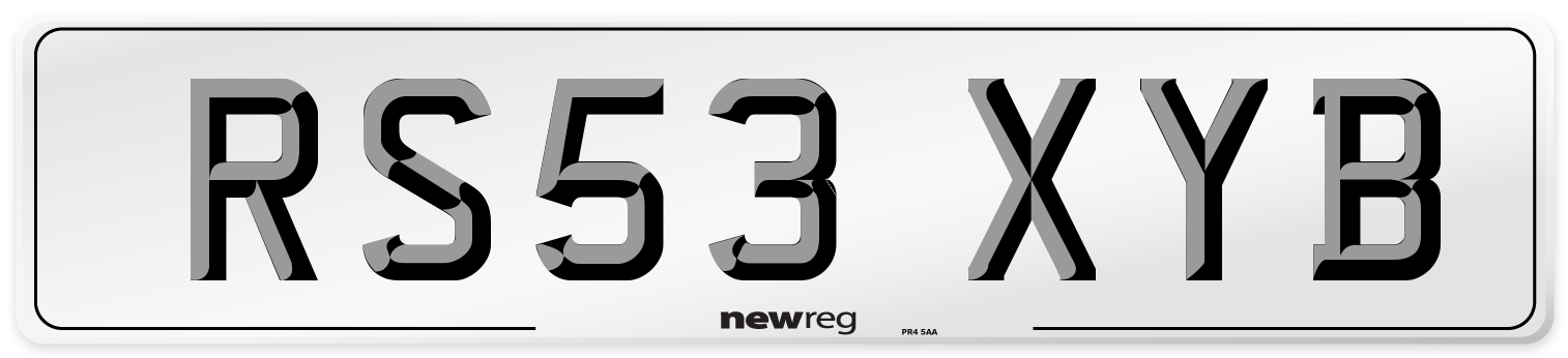 RS53 XYB Number Plate from New Reg